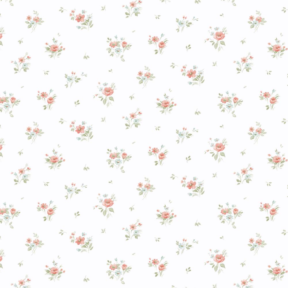 Patton Wallcoverings PF38158 Pretty Florals Rainbow Floral Wallpaper in Pink, Turquoise, Green